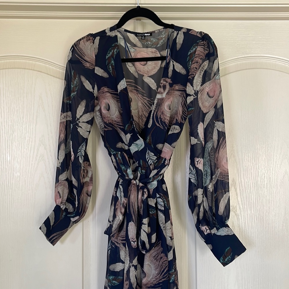 Long sleeve navy maxi dress